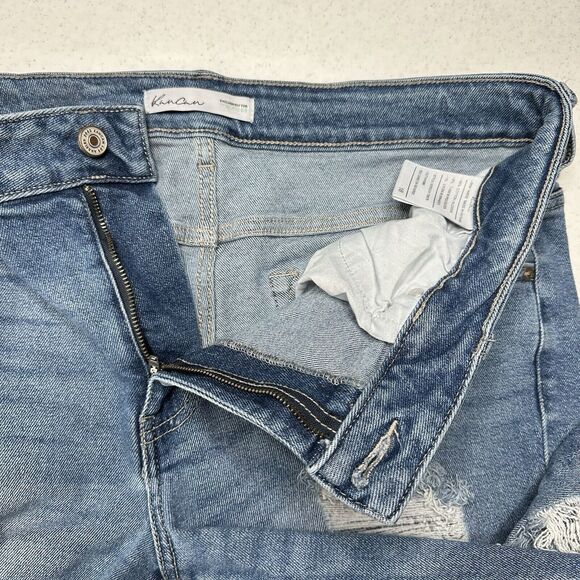 Kancan Jeans Womens 16 Straight Ankle Blue Denim Distressed Fray 90s Grunge - Picture 9 of 13